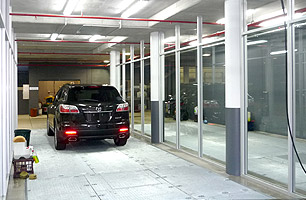 Car washing bays fitted out with high pressure washing equipment