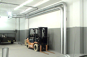 Fume extraction ducting from internal workshop to exterior of building