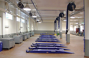 Complete fit-out for a vehicle servicing workshop. Included 2 post hoists, lubrication systems, fume extraction equipment and compressed air reticulation