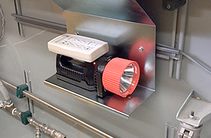 Prefabricated RMS workshop pit showing RMS suspension tester with pit jacking system