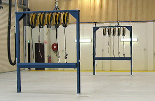 lubrication hose reels in single gantry with dual workshop service bays