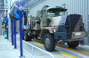 Completed bus workshop pit, with lubrication systems, lighting and ventilation